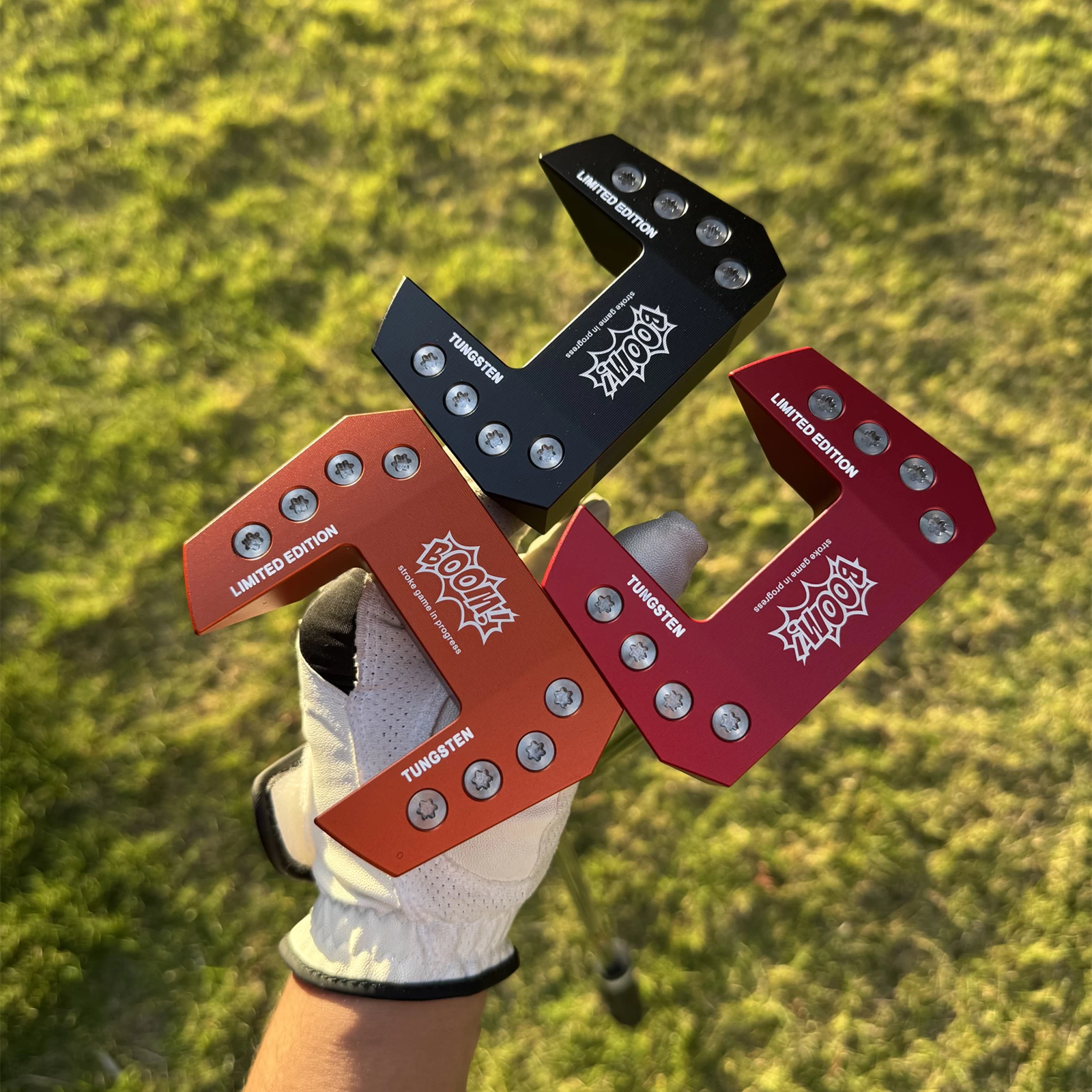 Calong BOOM Golf Putter Center Shaft 6063 Alloy Black/Red/Orange Colors 34/35inch With Tungsten Screws Balance Technology Included Headcover